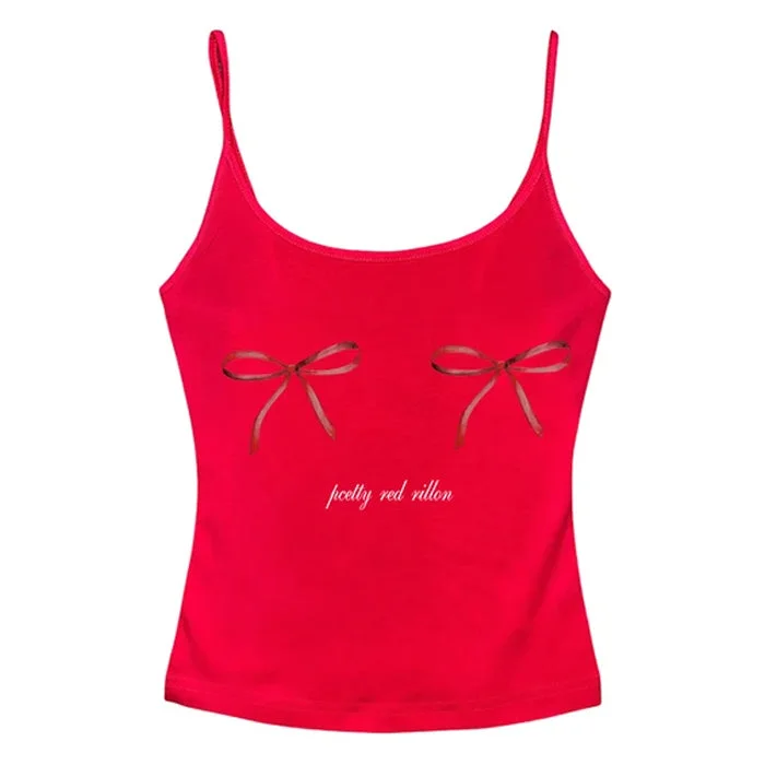 Y2K Bows Skinny Tank Top — view 2 Y2K Bows Skinny Tank Top — view 2