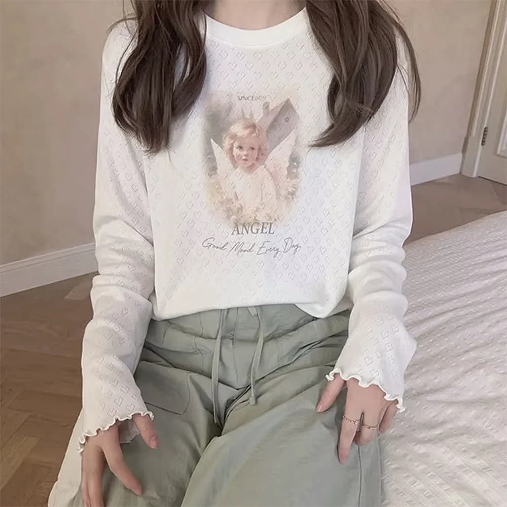 Angel Print Long Sleeve Top — view 3 Angel Print Long Sleeve Top — view 3