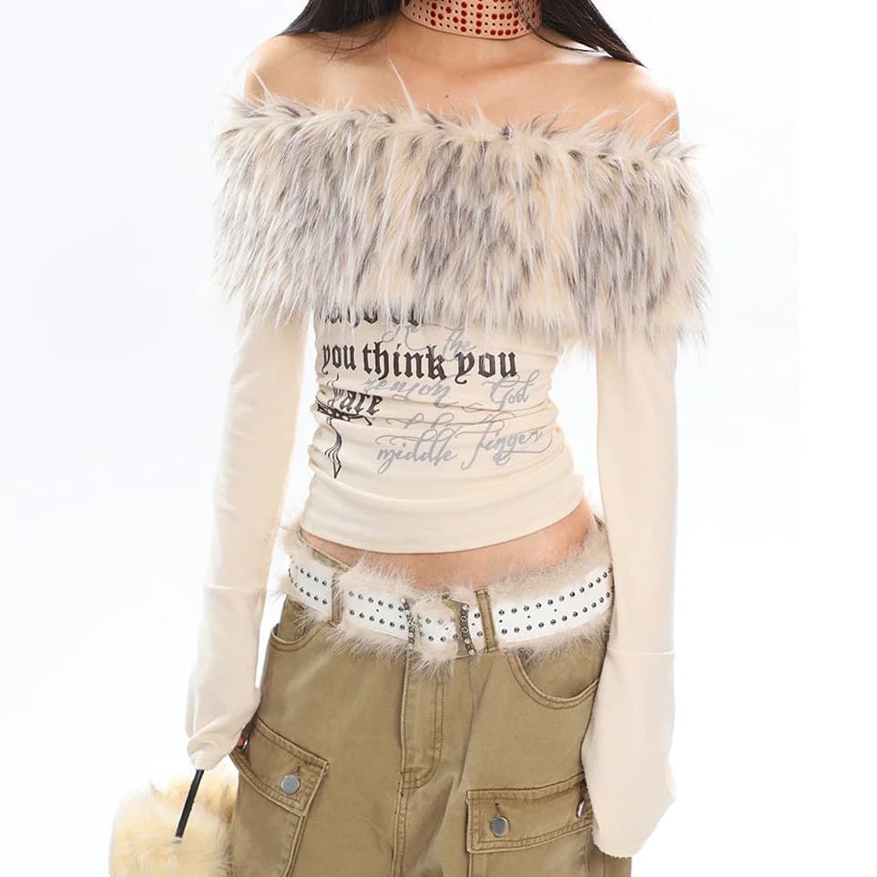 Y2K Aesthetic Fur Top — view 2 Y2K Aesthetic Fur Top — view 2