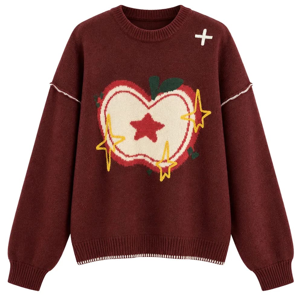 Red Apple Oversized Sweater — view 1 Red Apple Oversized Sweater — view 1