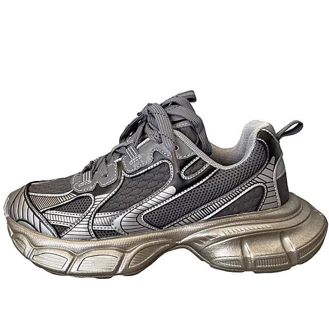 Casual Friday Aesthetic Silver Sneakers — view 1 Casual Friday Aesthetic Silver Sneakers — view 1