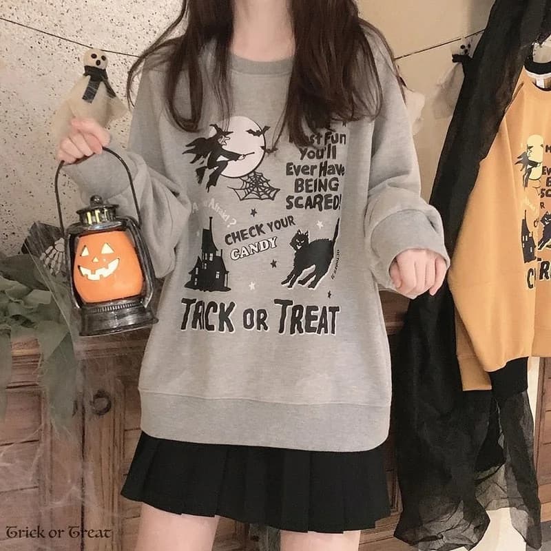 Trick or Treat Halloween Crewneck Sweatshirt — view 2 Trick or Treat Halloween Crewneck Sweatshirt — view 2
