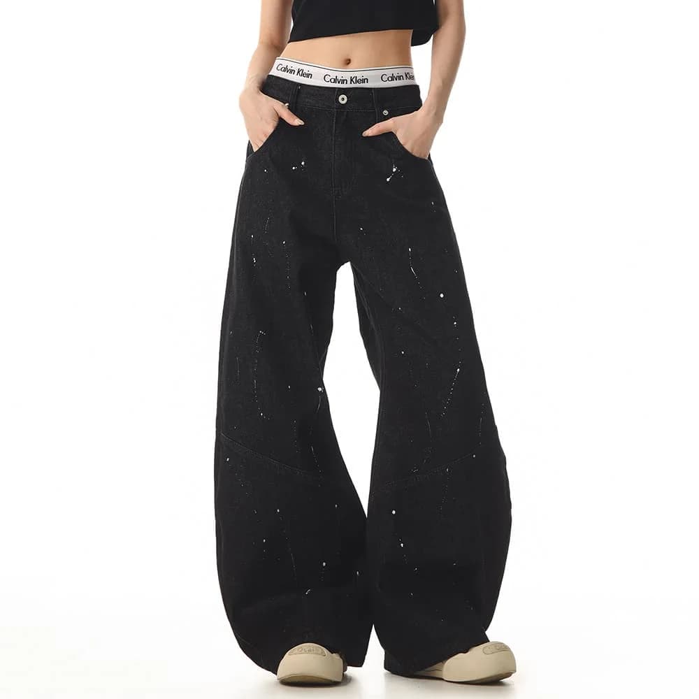 Star Pocket Striped Baggy Jeans — view 2 Star Pocket Striped Baggy Jeans — view 2