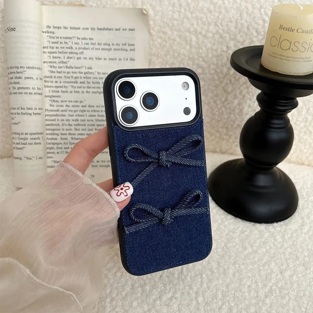 Denim Bow iPhone Case — view 2 Denim Bow iPhone Case — view 2