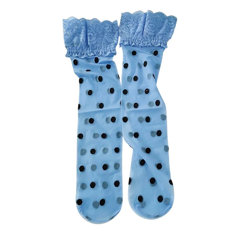 Polka Dot Sheer Knee High Socks — view 2 Polka Dot Sheer Knee High Socks — view 2