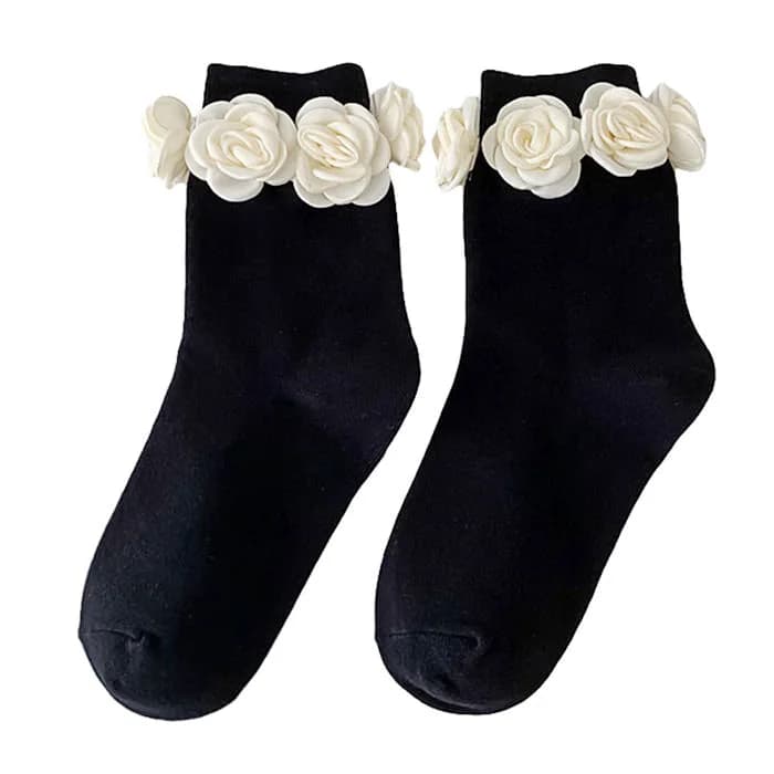 Roses Ribbed Socks — view 1 Roses Ribbed Socks — view 1