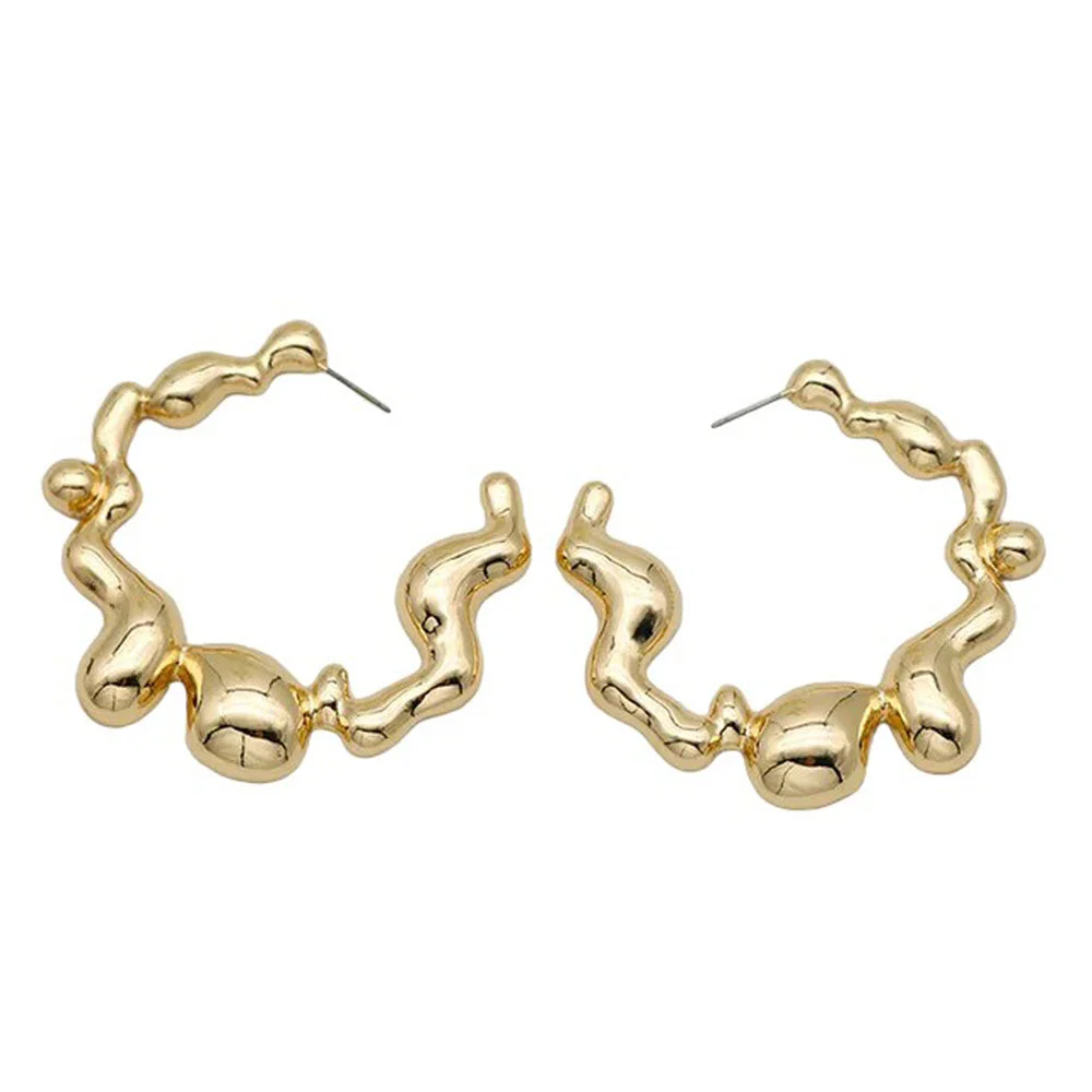 Metal Drops Hoop Earrings — view 2 Metal Drops Hoop Earrings — view 2