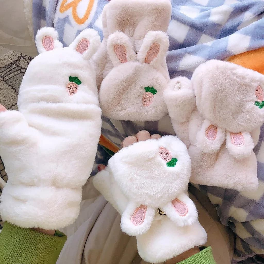 Strawbunny Plush Mittens — view 1 Strawbunny Plush Mittens — view 1
