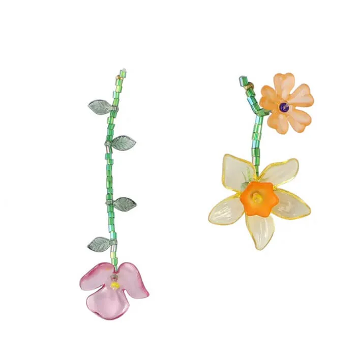 Fairycore Flower Mismatched Earrings — view 1 Fairycore Flower Mismatched Earrings — view 1