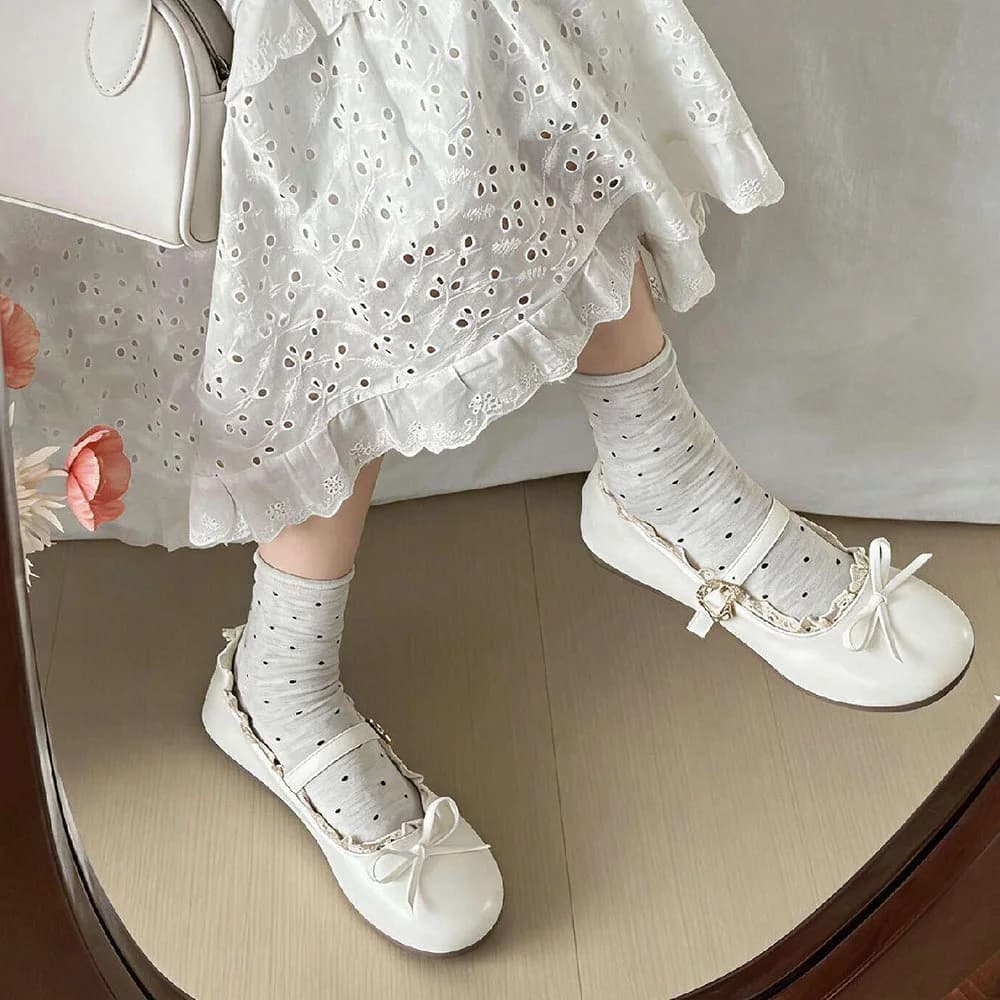 Pastel Dreams Lace Trim Mary Jane Flats — view 3 Pastel Dreams Lace Trim Mary Jane Flats — view 3