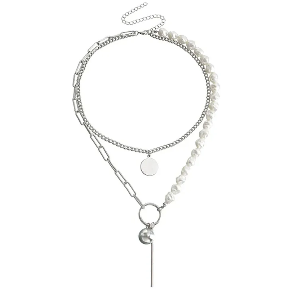 Pearl Layered Chain Necklace — view 1 Pearl Layered Chain Necklace — view 1