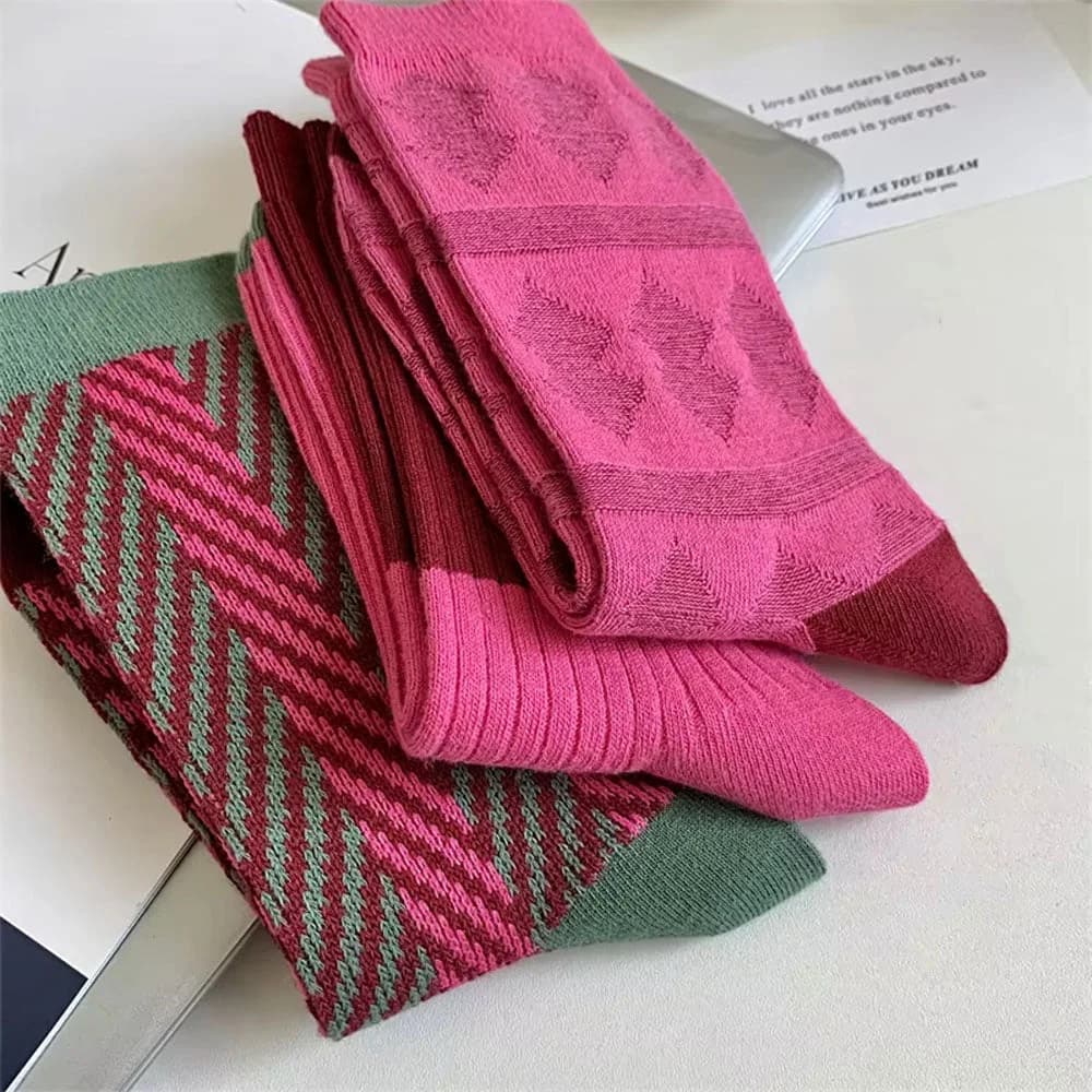 Pink & Green Patterned Socks — view 2 Pink & Green Patterned Socks — view 2