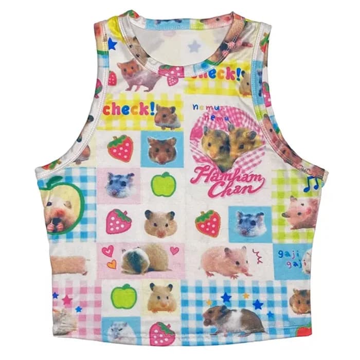 Hamster Print 2010s Baby Tee — view 1 Hamster Print 2010s Baby Tee — view 1