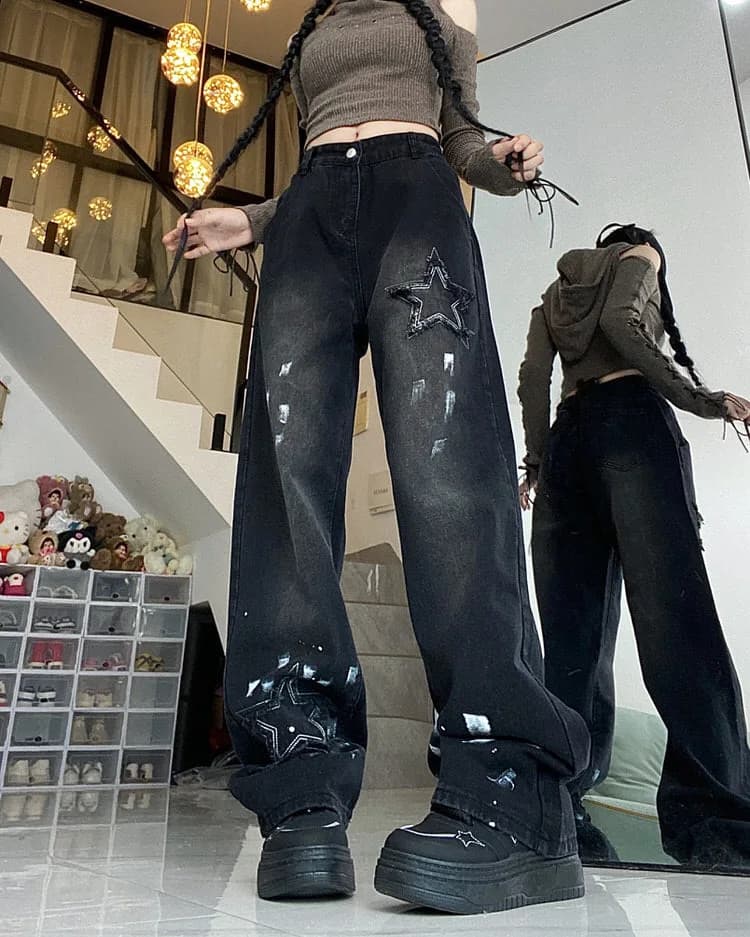 Downtown Girl Black Star Jeans — view 2 Downtown Girl Black Star Jeans — view 2