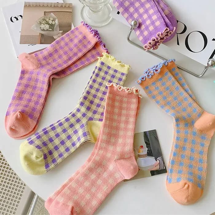 Candy Fairy Plaid Socks — view 2 Candy Fairy Plaid Socks — view 2