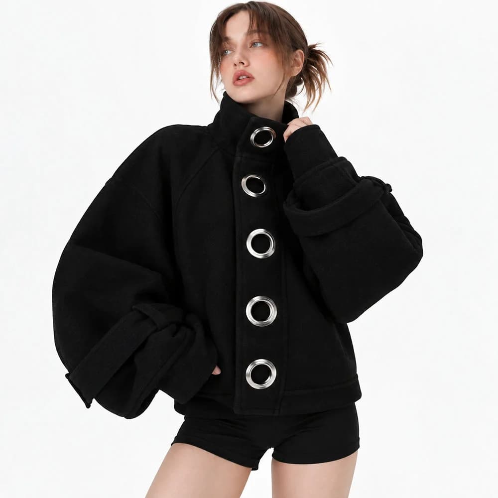 No Apologies Oversized Grommet Jacket — view 2 No Apologies Oversized Grommet Jacket — view 2