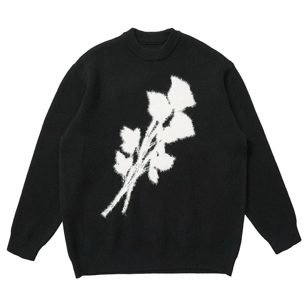 Grunge Aesthetic Rose Print Sweater — view 1 Grunge Aesthetic Rose Print Sweater — view 1