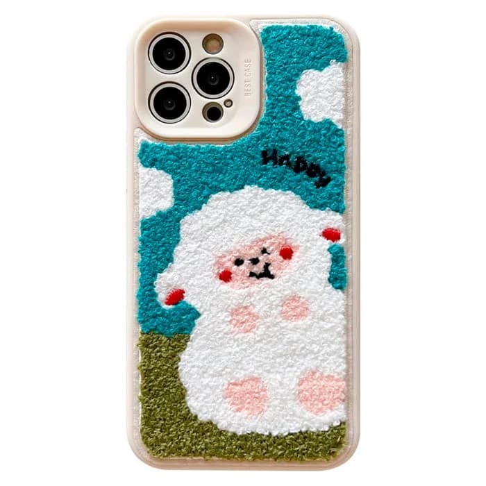 Happy Sheep Embroidery iPhone Case — view 1 Happy Sheep Embroidery iPhone Case — view 1