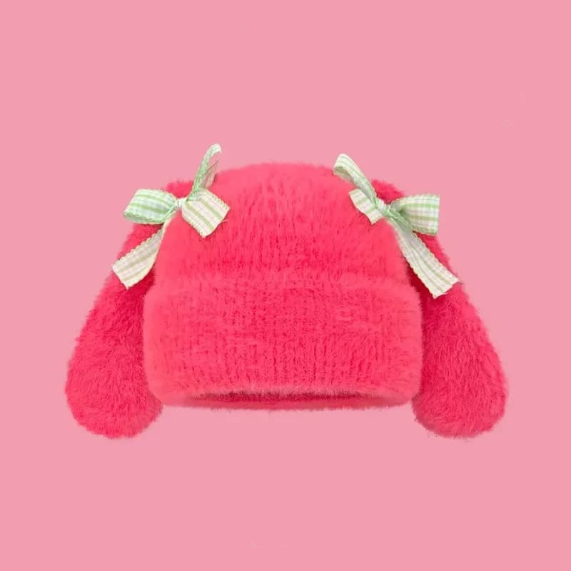 Cute Bow Bunny Beanie — view 2 Cute Bow Bunny Beanie — view 2