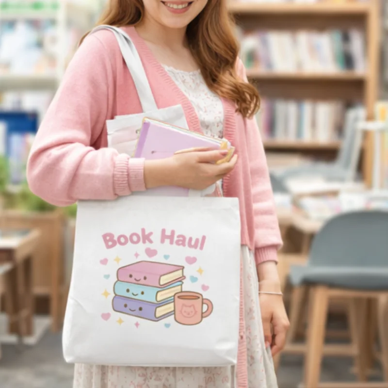 Kawaii Book Haul Tote Bag — view 2 Kawaii Book Haul Tote Bag — view 2