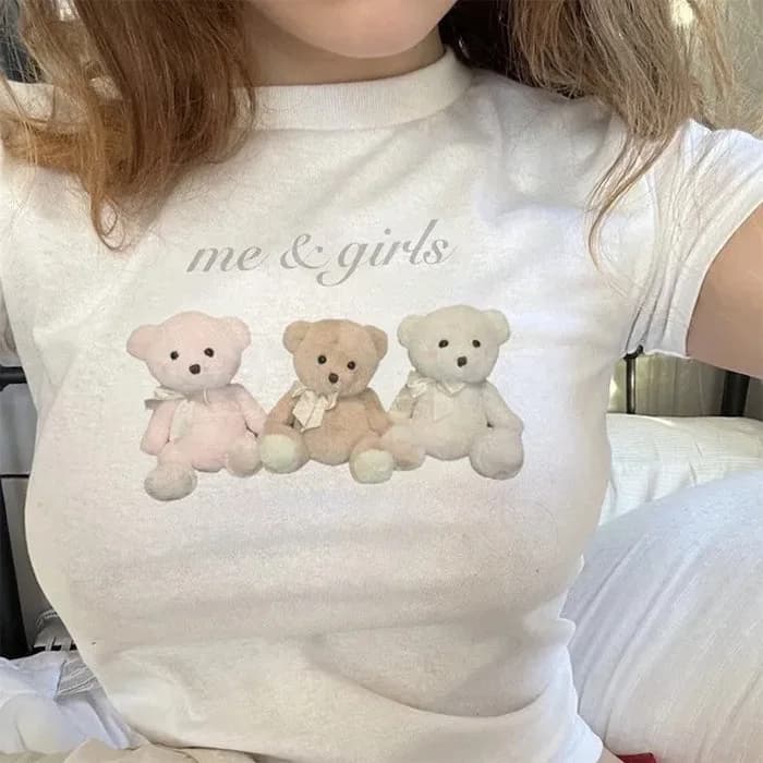 Y2K Bears Print Crop Top — view 2 Y2K Bears Print Crop Top — view 2
