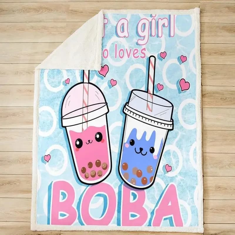 Boba Tea Fleece Blanket — view 2 Boba Tea Fleece Blanket — view 2