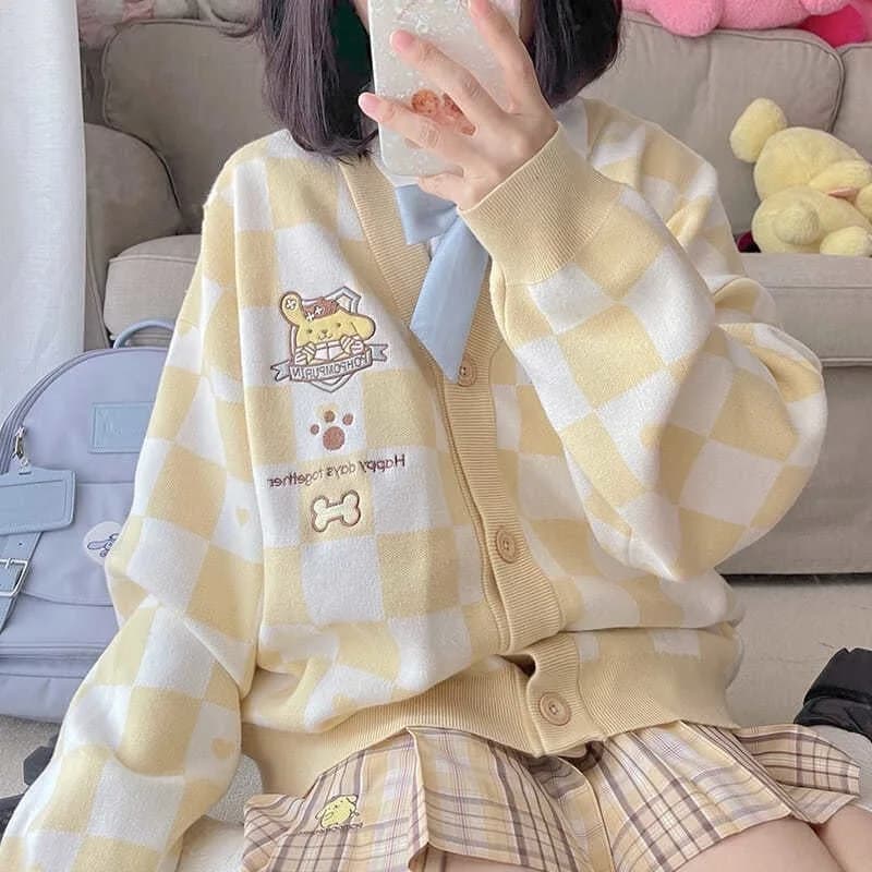 Kawaii Checkered Cardigan — view 1 Kawaii Checkered Cardigan — view 1