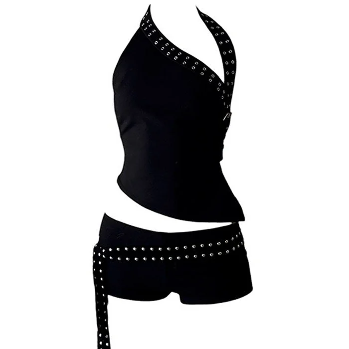 Grunge Asymmetric Top & Mini Shorts Co-Ord — view 1 Grunge Asymmetric Top & Mini Shorts Co-Ord — view 1