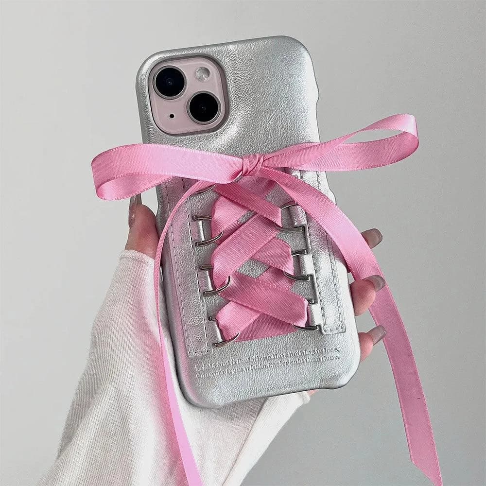 Balletcore Ribbon Lace Up iPhone Case — view 1 Balletcore Ribbon Lace Up iPhone Case — view 1
