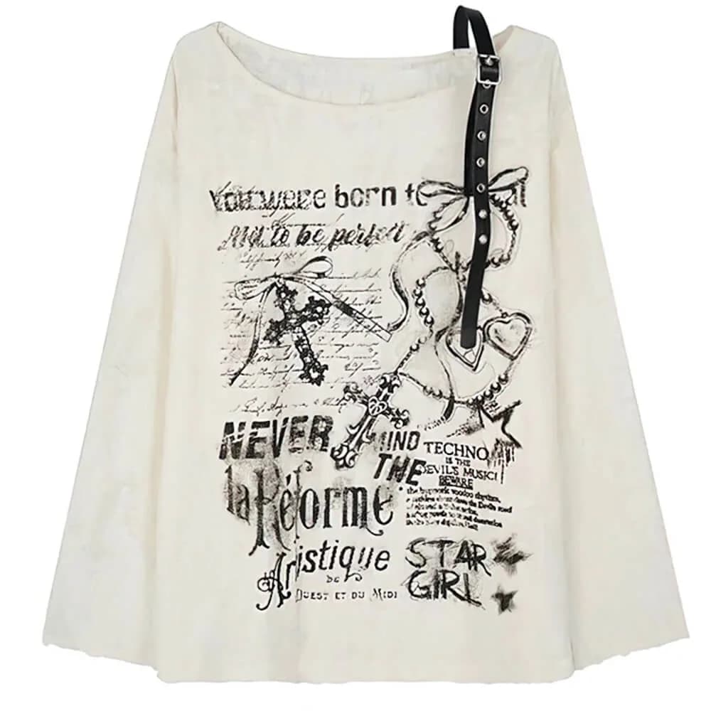 Star Girl Print One-Shoulder Top — view 1 Star Girl Print One-Shoulder Top — view 1