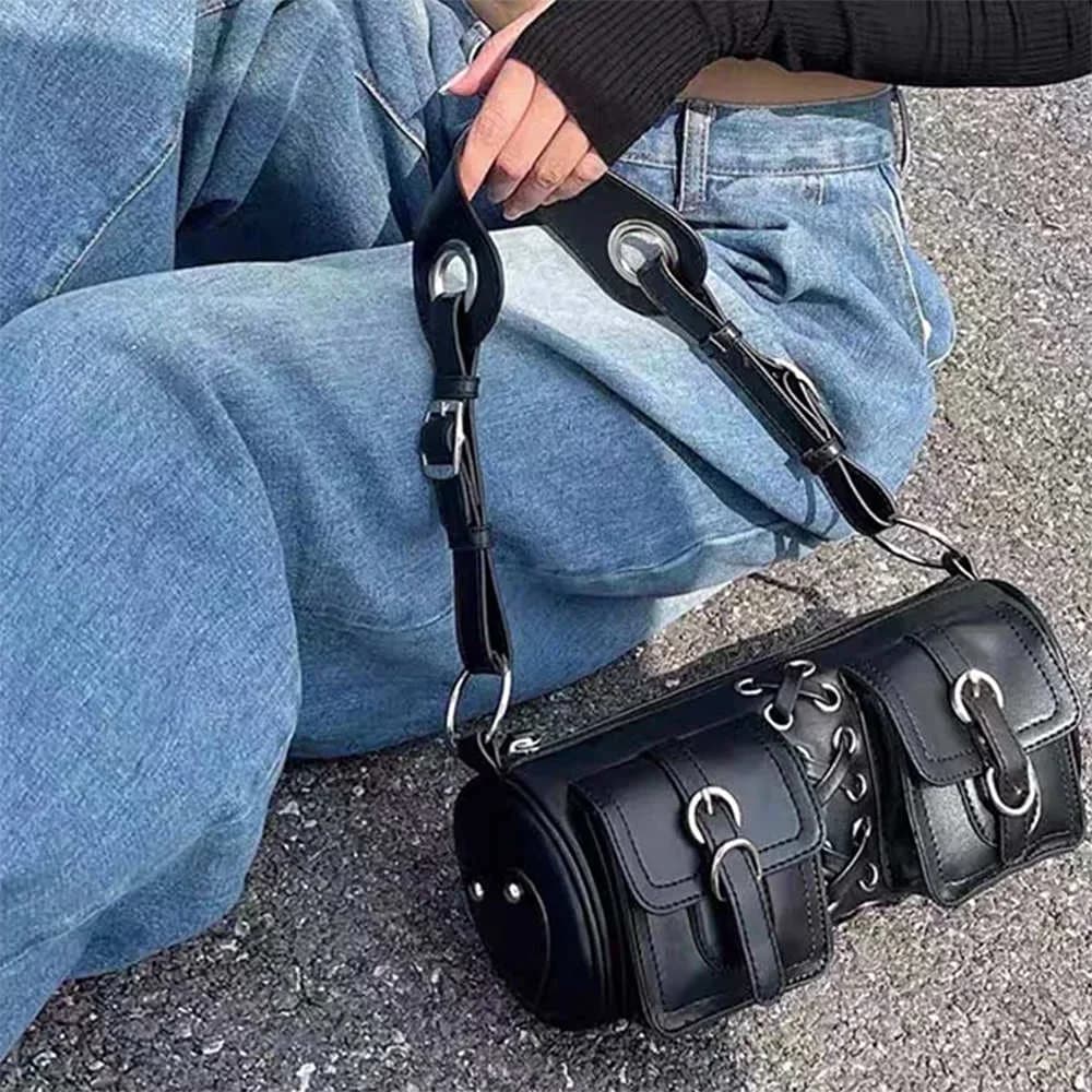 Grunge Lace Up Underarm Bag — view 2 Grunge Lace Up Underarm Bag — view 2