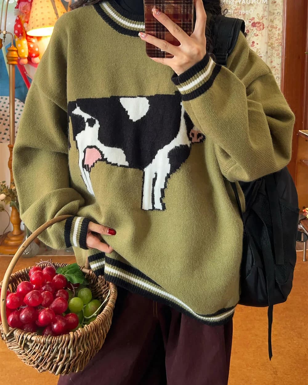 Cow Print Knit Sweater — view 3 Cow Print Knit Sweater — view 3