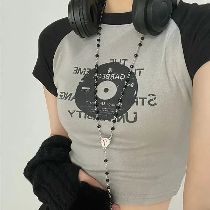 Vinyl Print Crop Top — view 2 Vinyl Print Crop Top — view 2