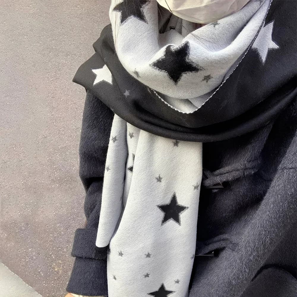 Black & White Star Scarf — view 1 Black & White Star Scarf — view 1