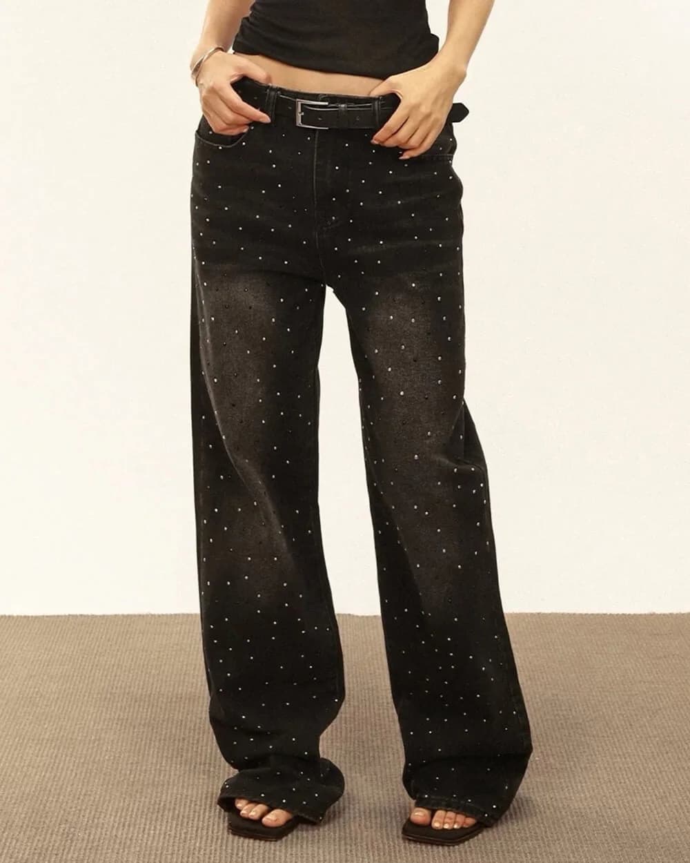Midnight Rhinestone Baggy Jeans — view 2 Midnight Rhinestone Baggy Jeans — view 2