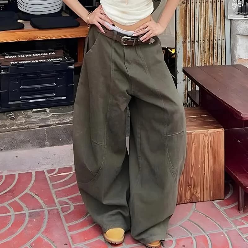 Y2K Green Baggy Cargo Pants — view 1 Y2K Green Baggy Cargo Pants — view 1