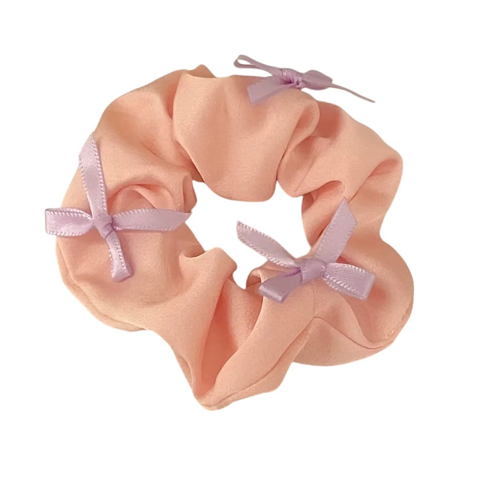 Korean Style Bows Satin Scrunchie — view 2 Korean Style Bows Satin Scrunchie — view 2