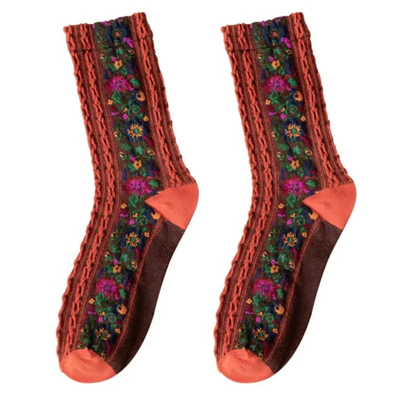 Vintage Embroidered Floral Socks — view 2 Vintage Embroidered Floral Socks — view 2