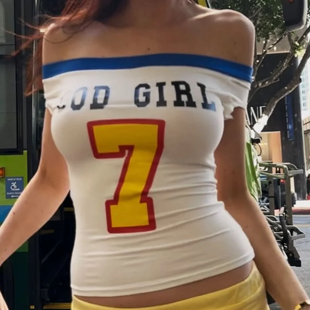 Y2K Good Girl Print Bandeau Top — view 2 Y2K Good Girl Print Bandeau Top — view 2
