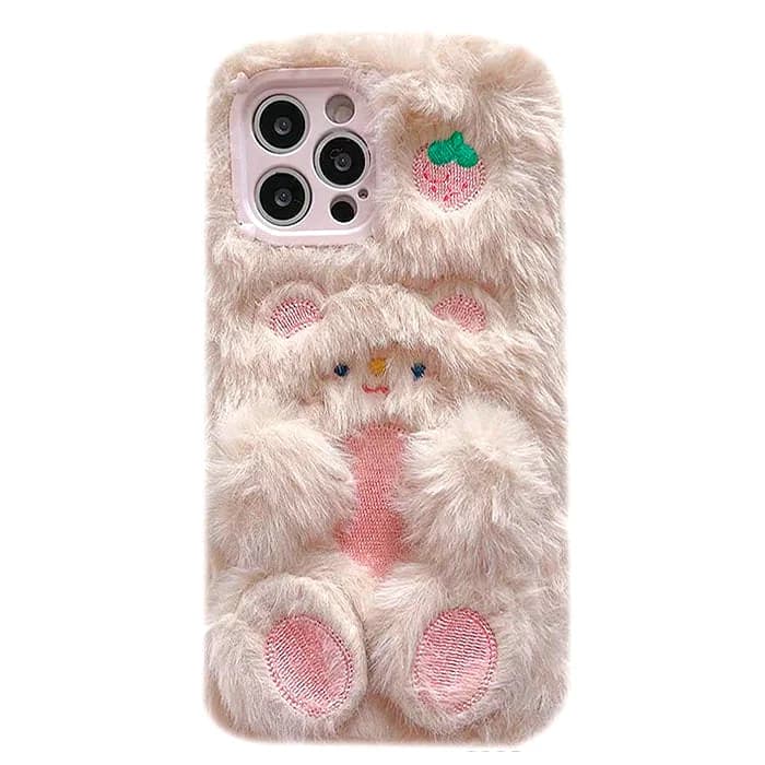 Strawberry Bear Fluffy iPhone Case — view 1 Strawberry Bear Fluffy iPhone Case — view 1