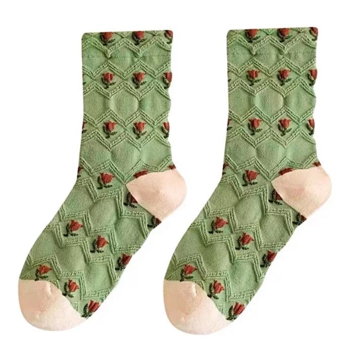 Floral Embroidery Socks — view 1 Floral Embroidery Socks — view 1