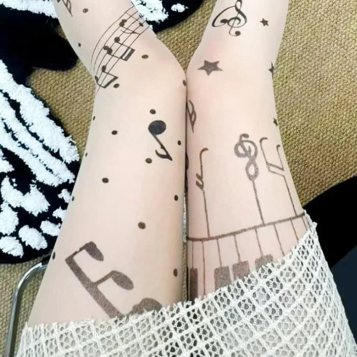 Music Note Sheer Tights — view 2 Music Note Sheer Tights — view 2