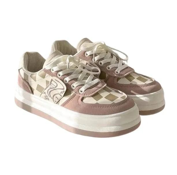 Rosy Plaid Sneakers — view 1 Rosy Plaid Sneakers — view 1
