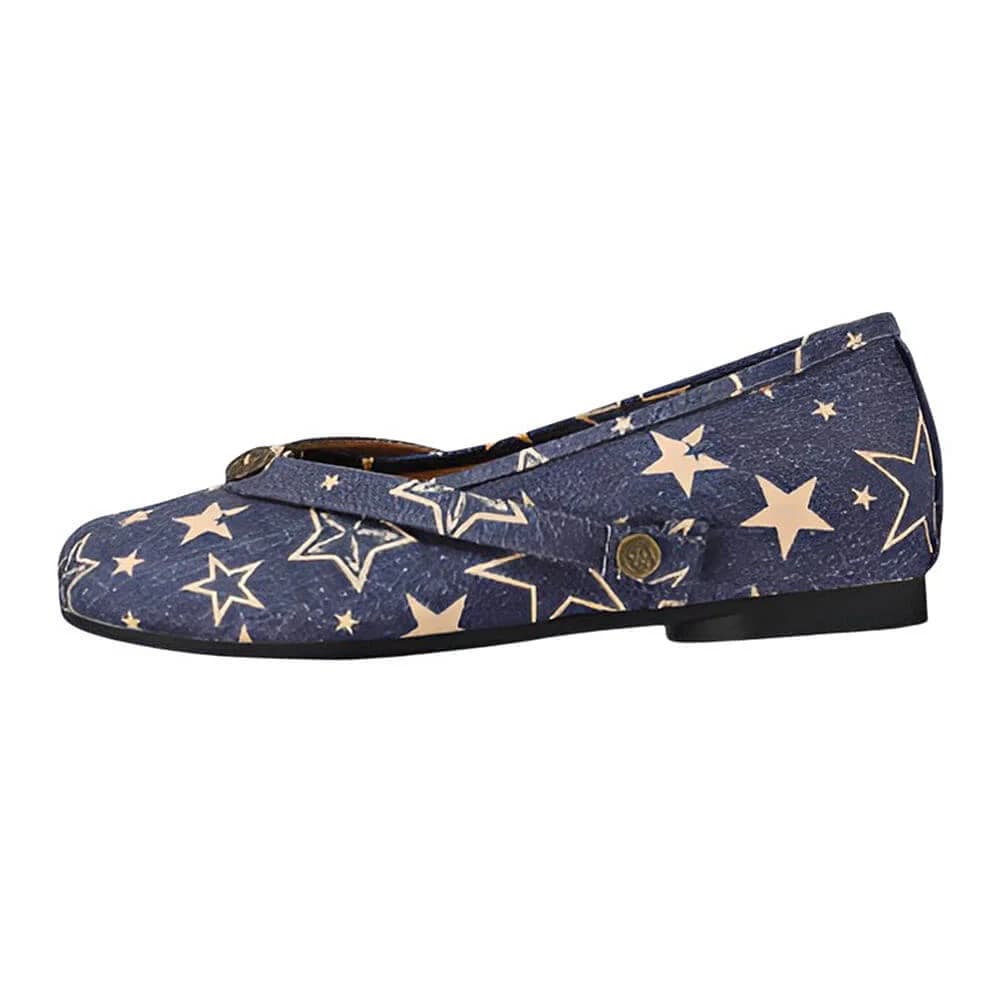 Star Print Denim Tabi Ballet Flats — view 2 Star Print Denim Tabi Ballet Flats — view 2
