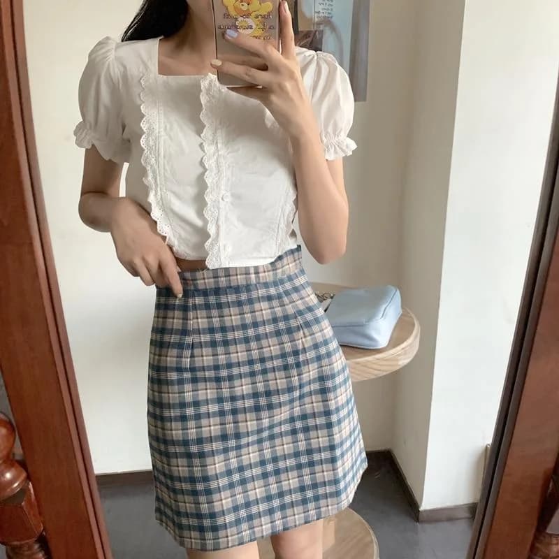 Plaid Kawaii Mini Skirt — view 2 Plaid Kawaii Mini Skirt — view 2