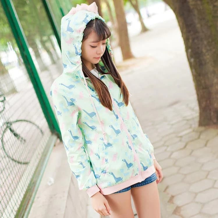 Kawaii Dinosaurs Zipper Hoodie — view 1 Kawaii Dinosaurs Zipper Hoodie — view 1
