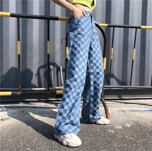 90s Blue Checkered Jeans — view 3 90s Blue Checkered Jeans — view 3