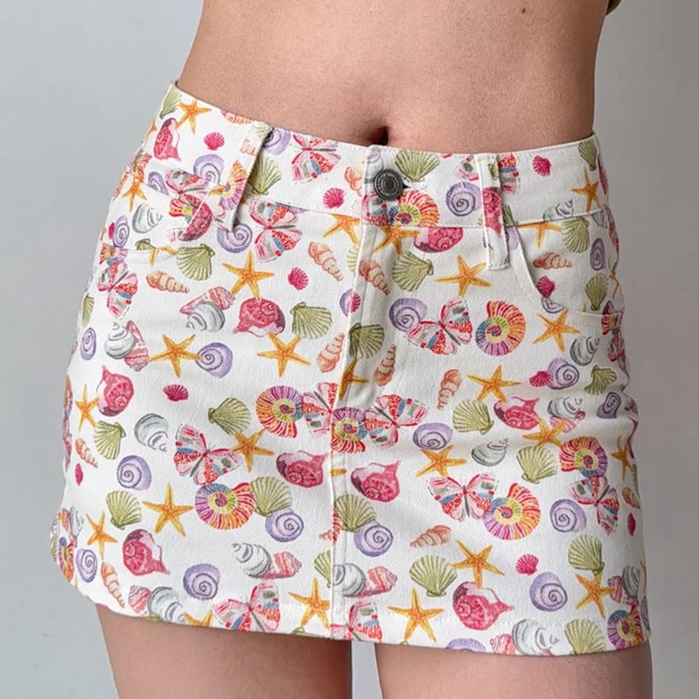 Mermaid Aesthetic Denim Mini Skirt — view 2 Mermaid Aesthetic Denim Mini Skirt — view 2