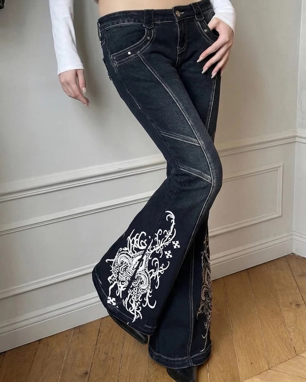 Grunge Aesthetic Flared Jeans — view 3 Grunge Aesthetic Flared Jeans — view 3