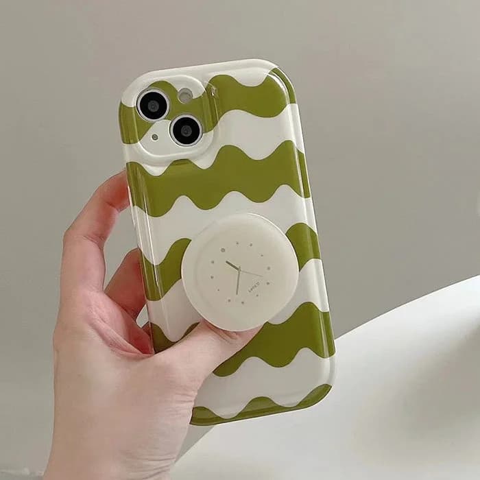 Green Wave Pattern iPhone Case — view 2 Green Wave Pattern iPhone Case — view 2